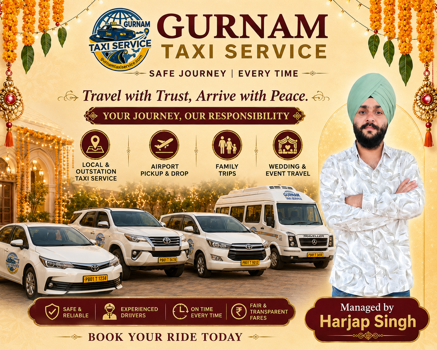 Gurnam Taxi Service vehicles and travel support